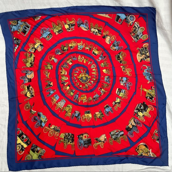 Flawless Hermès Vintage Carrosserie, By Philip Ledoux Silk Scarf - Picture 6 of 7
